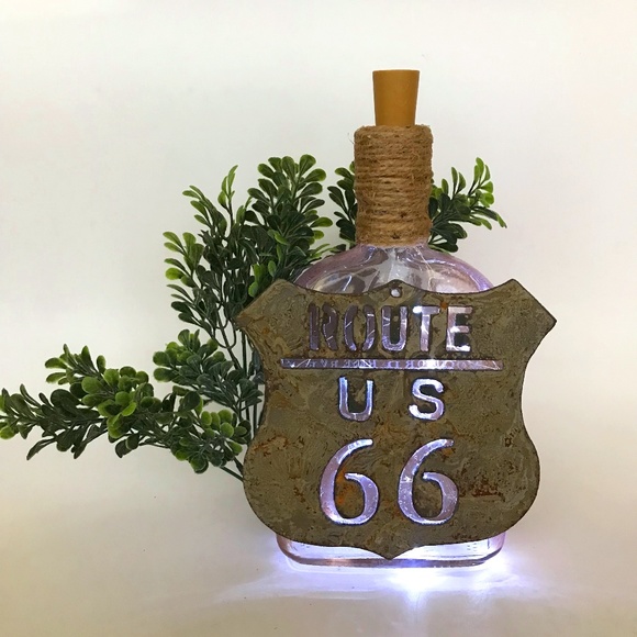 Man Cave ROUTE 66 Metal Sign Light - Picture 1 of 5